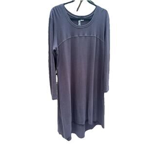 Winter Sun Black Rayon/cotton Long Sleeve Maxi Lagenlook Artsy Dress LARGE